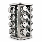 GEM+ | 16pcs Premium Stainless Steel Spice Jar With Rotating Carousel Stand Set