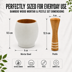 Bamboo Mortar and Pestle Set, White