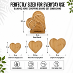 3 Heart Bamboo Chopping Boards with Stand, White