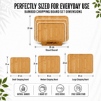 3 Bamboo Chopping Boards with Stand, White Trim