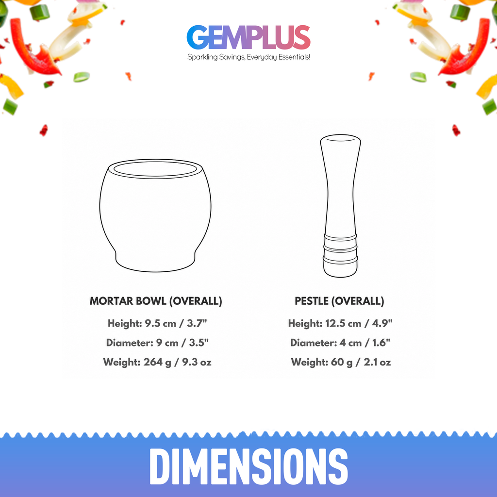 GEM+ | Bamboo Wood Mortar and Pestle Set