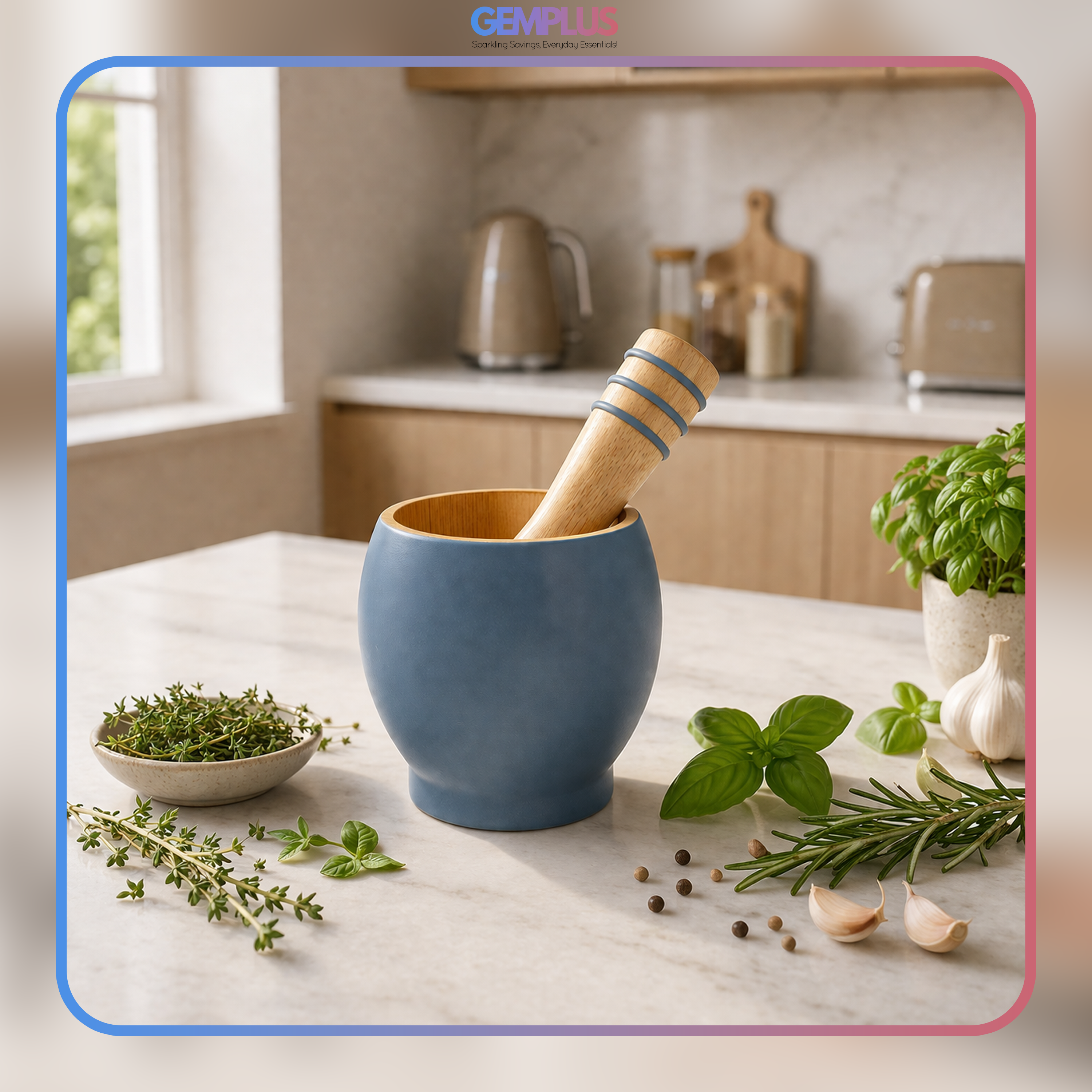 GEM+ | Bamboo Wood Mortar and Pestle Set