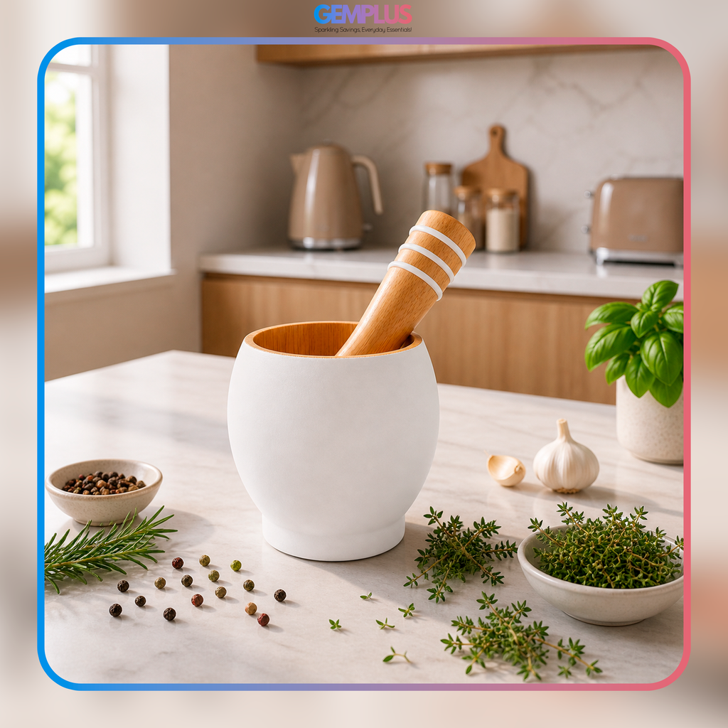 GEM+ | Bamboo Wood Mortar and Pestle Set
