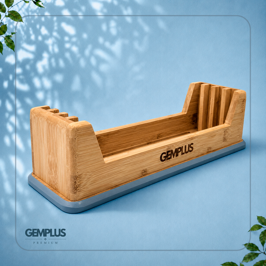 GEM+ | 4 PCS Premium Natural Bamboo Color Coded Chopping Board Set - Blue