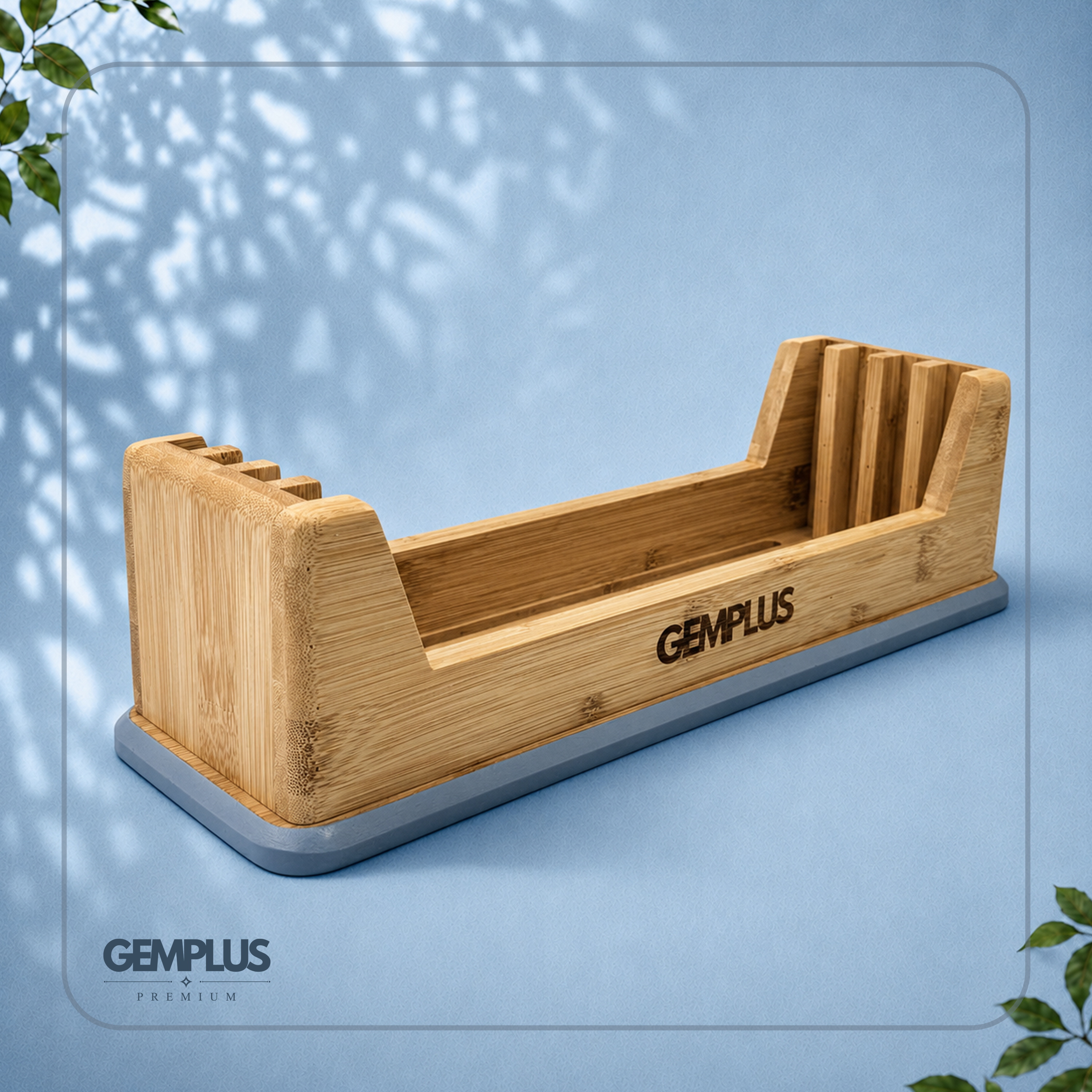 GEM+ | 4 PCS Premium Natural Bamboo Color Coded Chopping Board Set - Blue