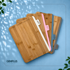 GEM+ | 4 PCS Premium Natural Bamboo Color Coded Chopping Board Set - Blue