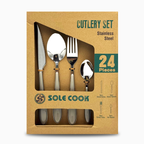 GEM+ | 24-Piece Stainless Steel Cutlery Set With Grey Handle Rust-Resistant