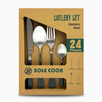 GEM+ | 24-Piece Stainless Steel Cutlery Set Dark Grey Handle Rust-Resistant