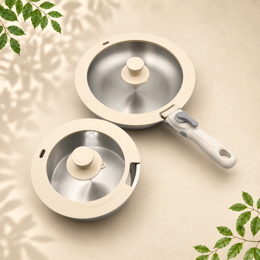 GEM+ | Stainless Steel Detachable Cookware Set with Removable Handles
