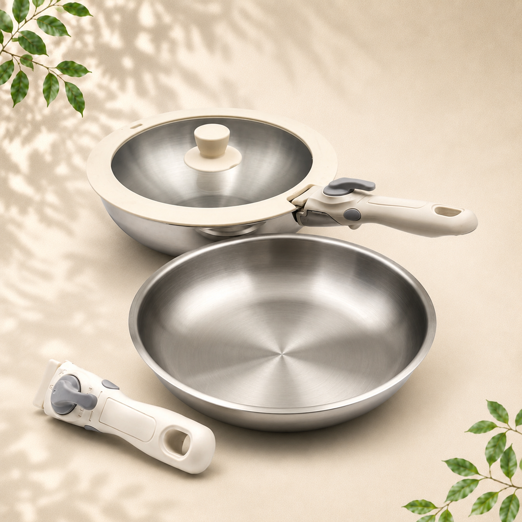 GEM+ | Stainless Steel Detachable Cookware Set with Removable Handles
