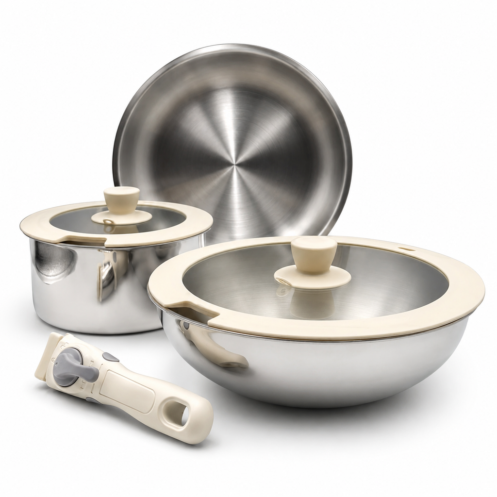GEM+ | Stainless Steel Detachable Cookware Set with Removable Handles