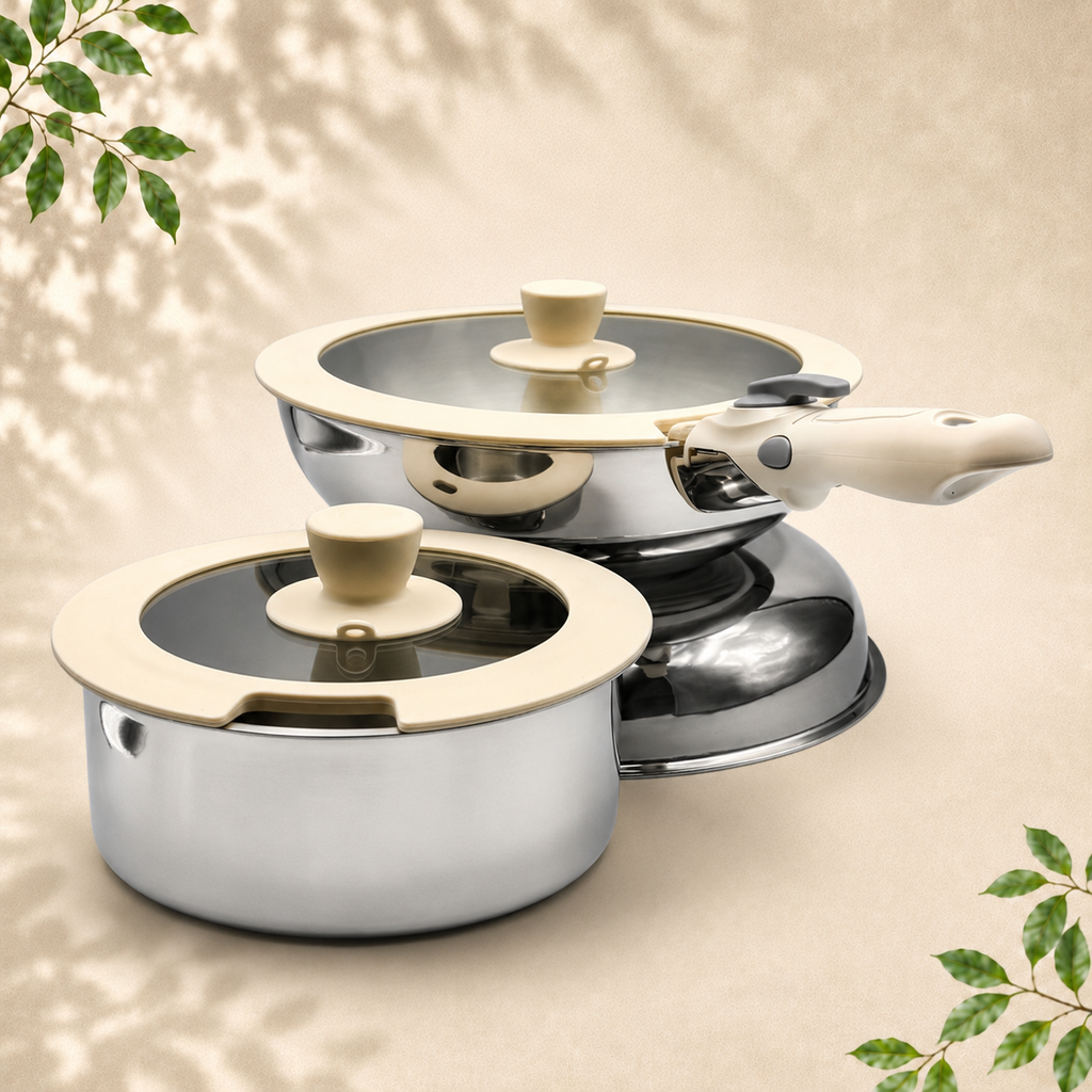GEM+ | Stainless Steel Detachable Cookware Set with Removable Handles