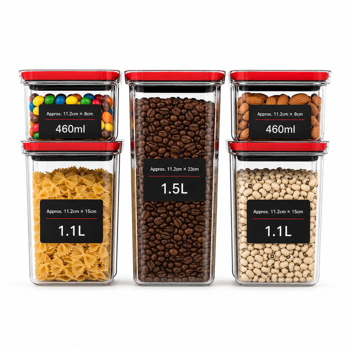 5-Piece Airtight Pantry Food Storage Containers