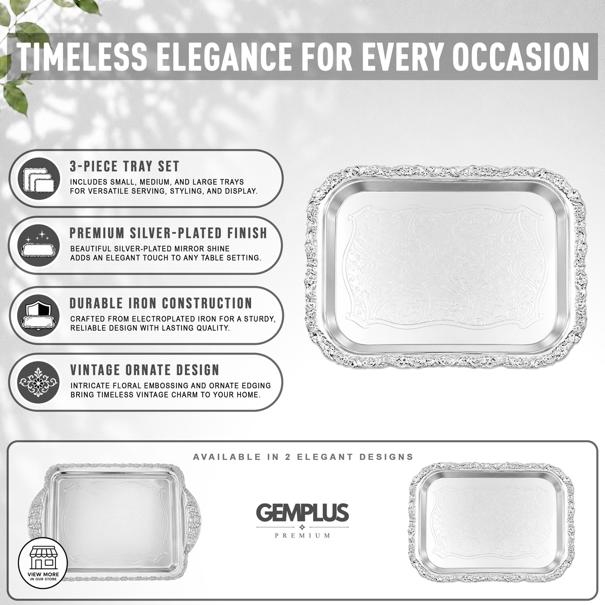 3 Silver-Plated Serving Trays for Bread & Desserts