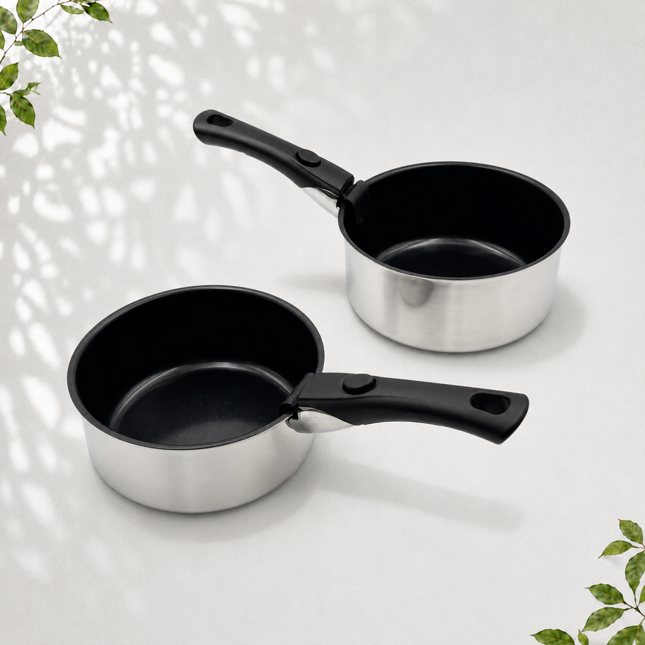 GEM+| 15PCS Stainless Steel Granite Cookware Set with Detachable Handles