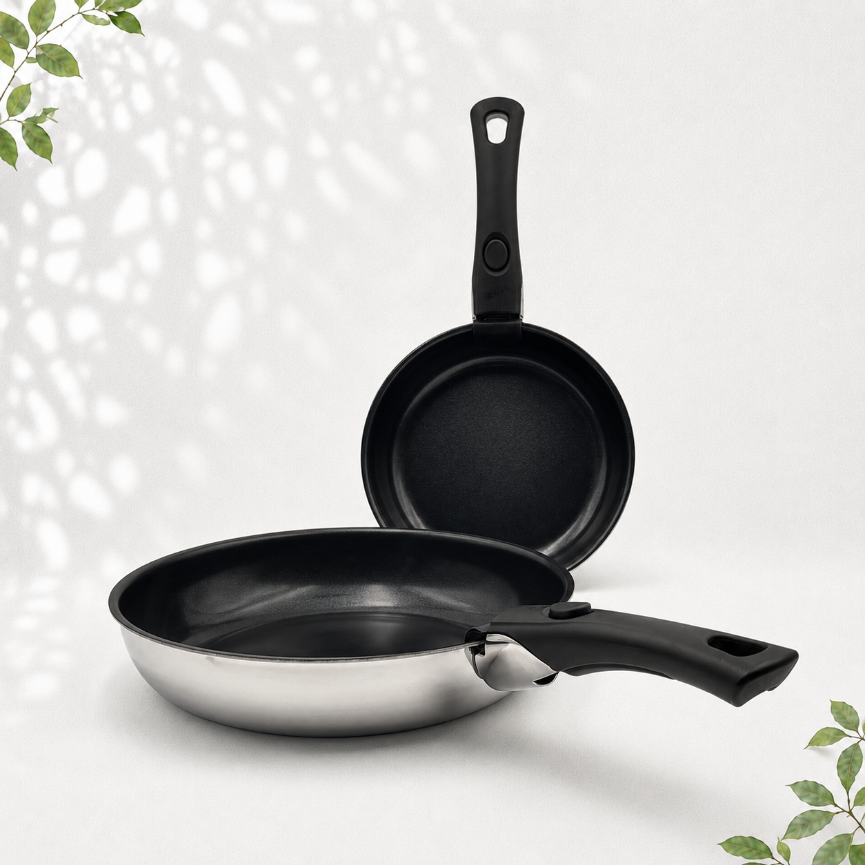 GEM+| 15PCS Stainless Steel Granite Cookware Set with Detachable Handles
