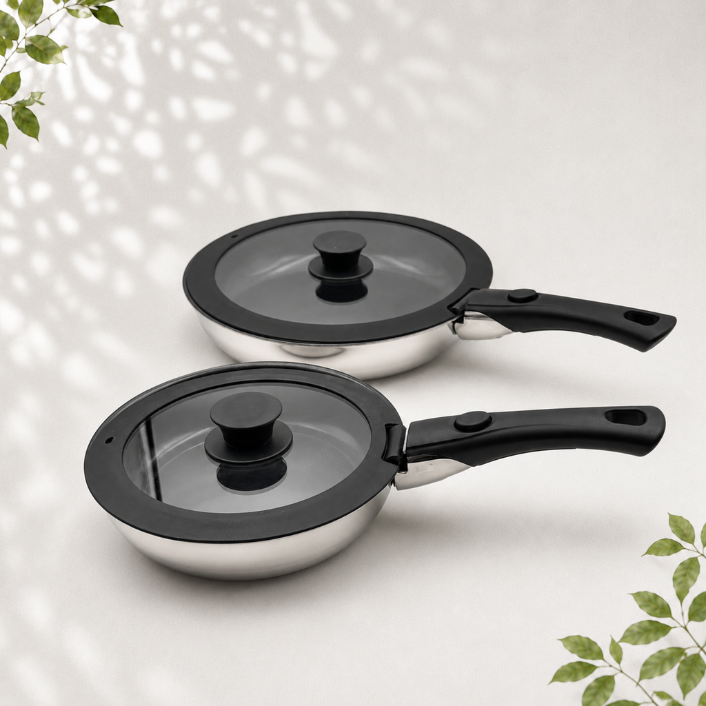 GEM+| 15PCS Stainless Steel Granite Cookware Set with Detachable Handles