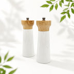 2 Bamboo Salt & Pepper Grinders, Gloss White
