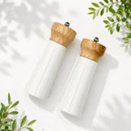 2 Bamboo Salt & Pepper Grinders, Gloss White