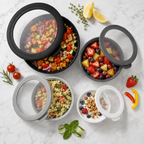 4-Piece Airtight Food Storage Bowls, Black