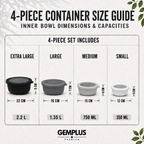 4-Piece Airtight Food Storage Bowls, Black