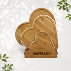 3 Heart Bamboo Chopping Boards with Stand, White