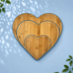 3 Heart Bamboo Chopping Boards with Stand, Blue