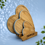 3 Heart Bamboo Chopping Boards with Stand, Blue
