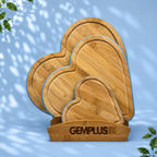 3 Heart Bamboo Chopping Boards with Stand, Blue
