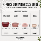 4-Piece Airtight Food Storage Bowls, Pink