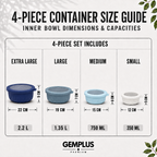4-Piece Airtight Food Storage Bowls, Blue