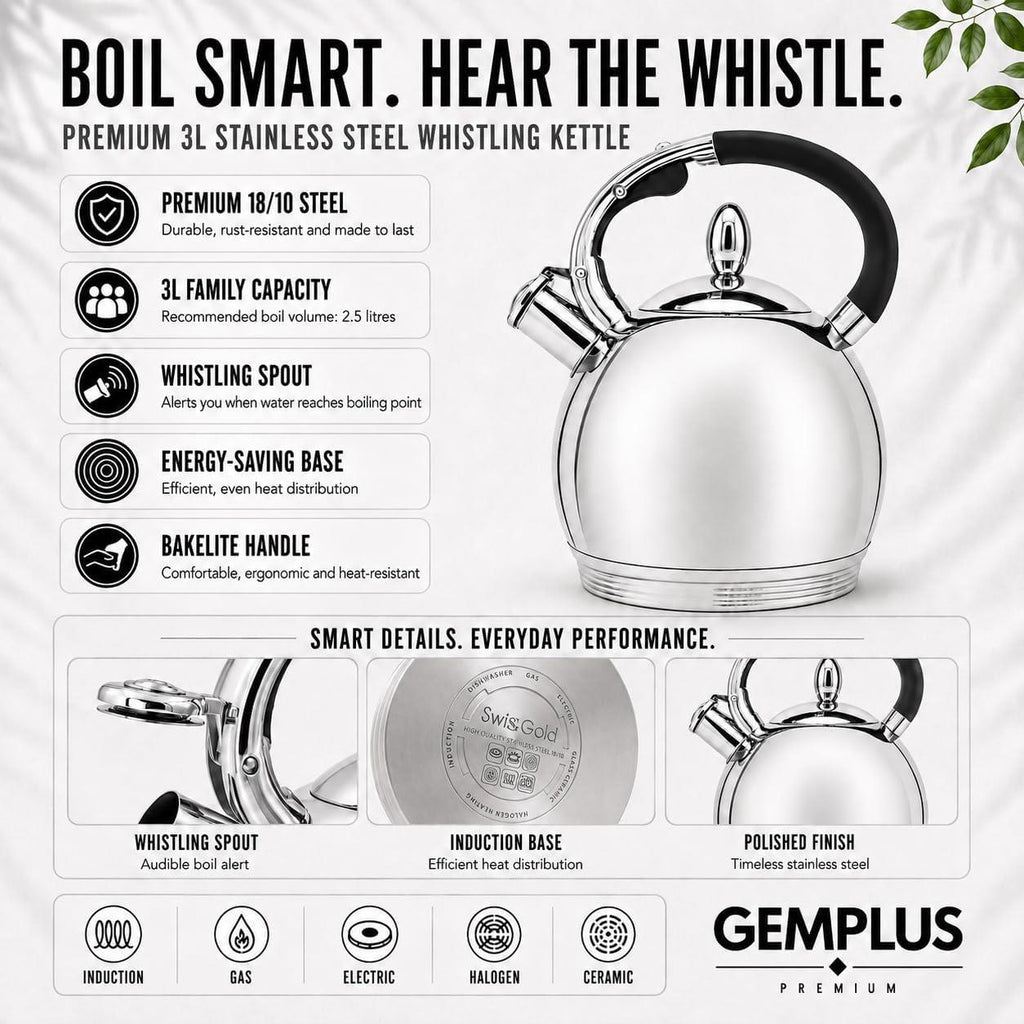 3L Stainless Steel Induction Whistling Kettle