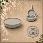 GEM+ | 17PCS Non-Stick Cookware Set Cream – Aluminium Induction Compatible Pots & Pans