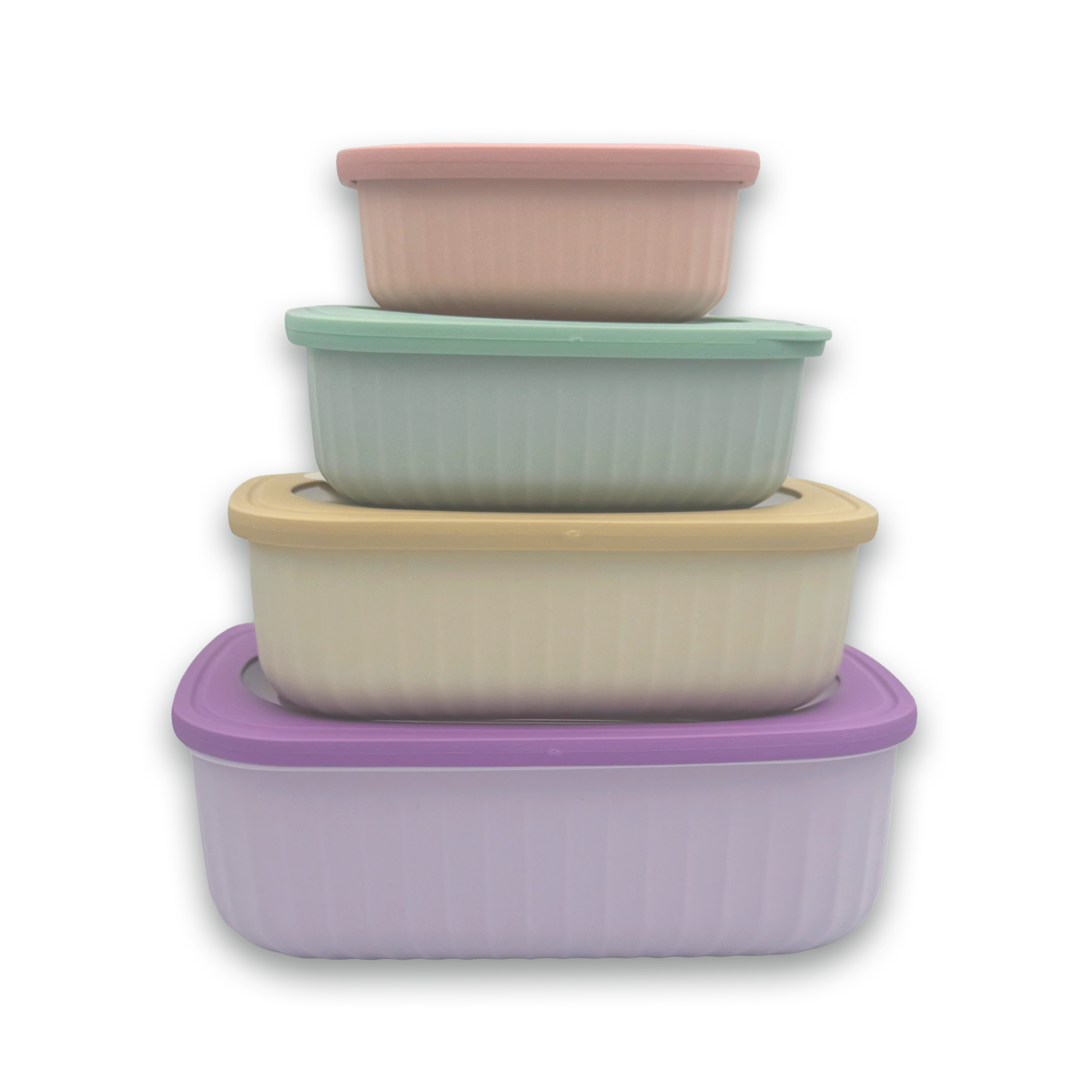 GEM+ | 4-Piece Rectangular Food Storage Container Set – Multi-Coloured