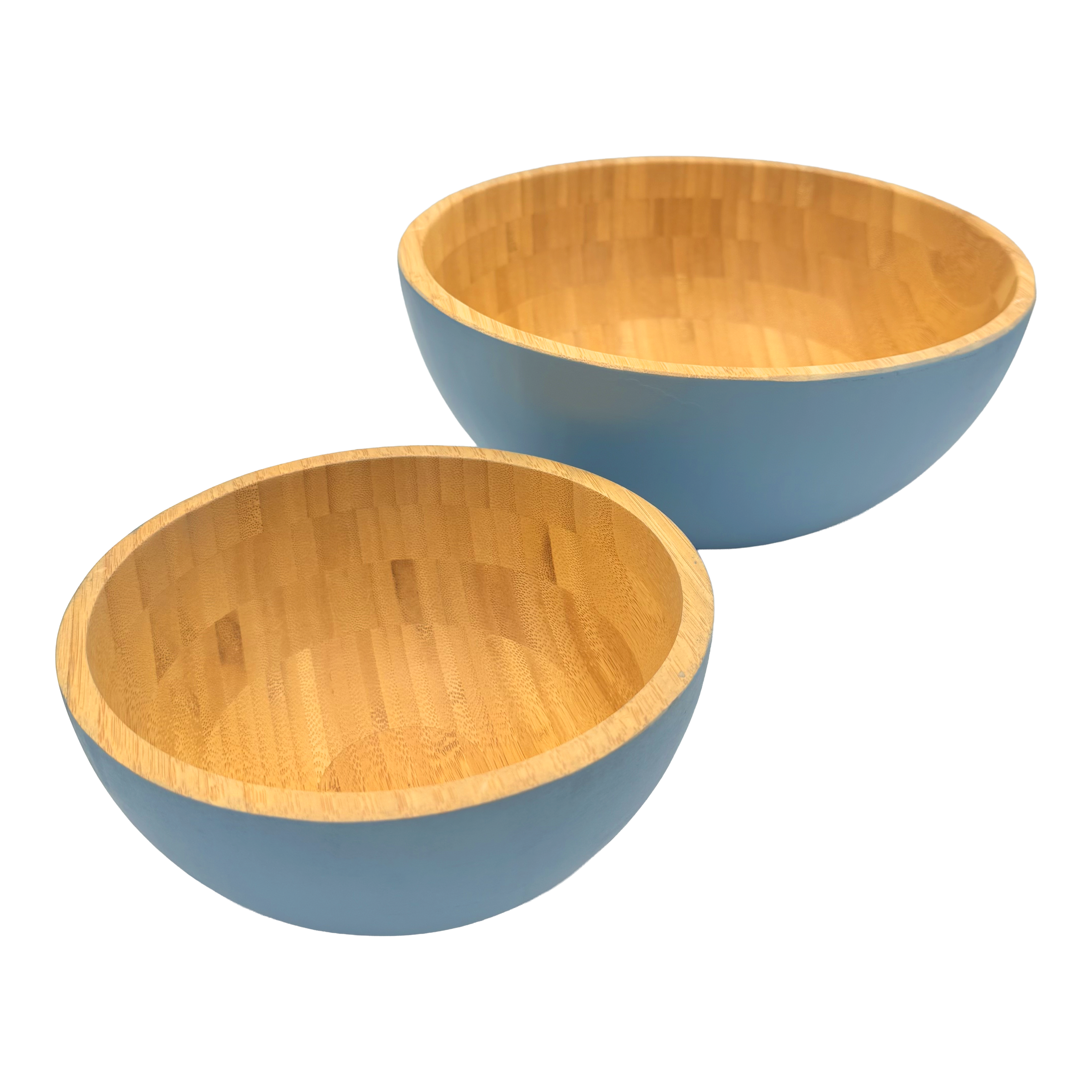 GEM+ | 2 Pcs - Premium Eco-Friendly Bamboo Salad Bowl Set - Blue