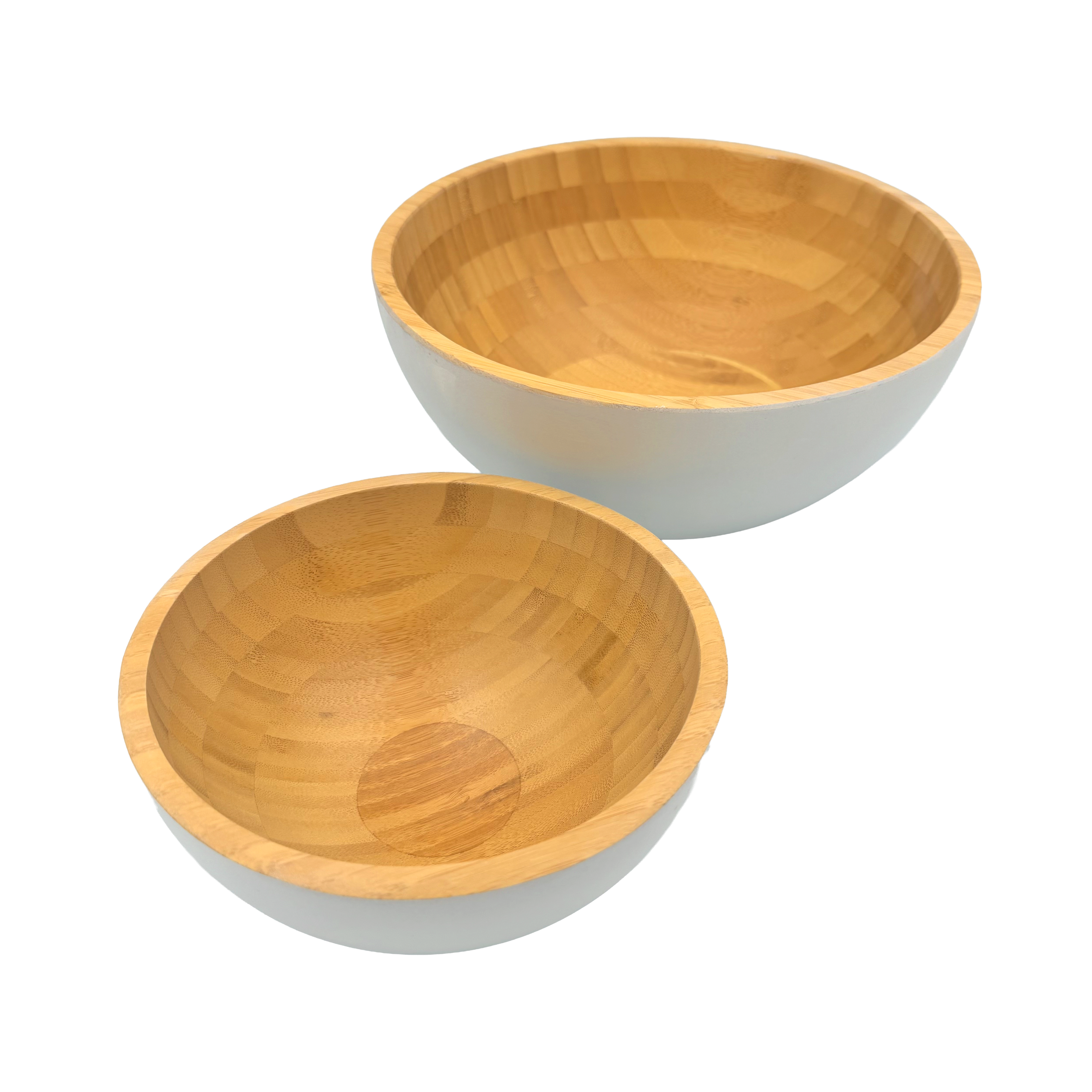 GEM+ | 2 Pcs - Premium Eco-Friendly Bamboo Salad Bowl Set - White