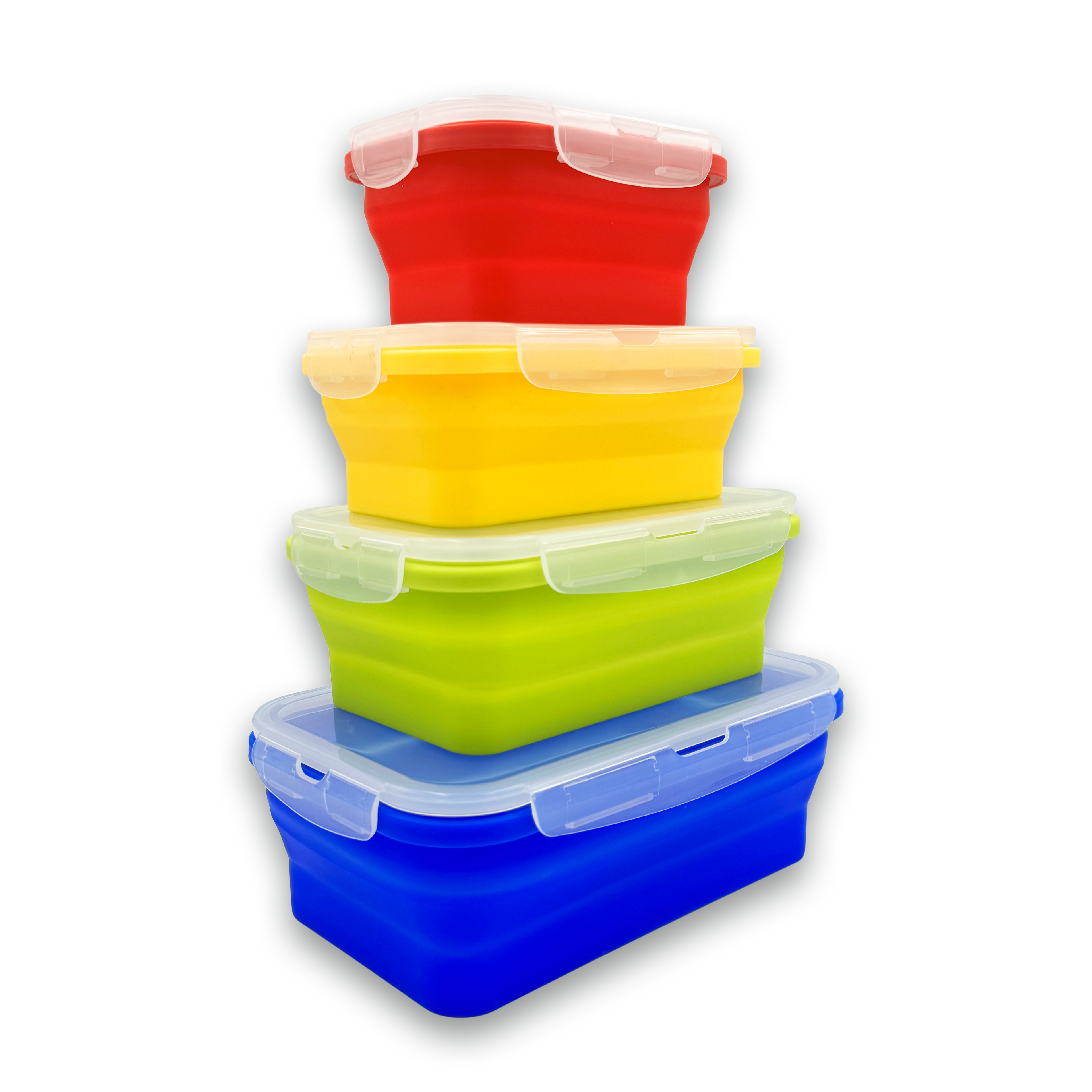 GEM+ | 4-Piece Collapsible Food Container Set – Space-Saving Leakproof BPA FREE