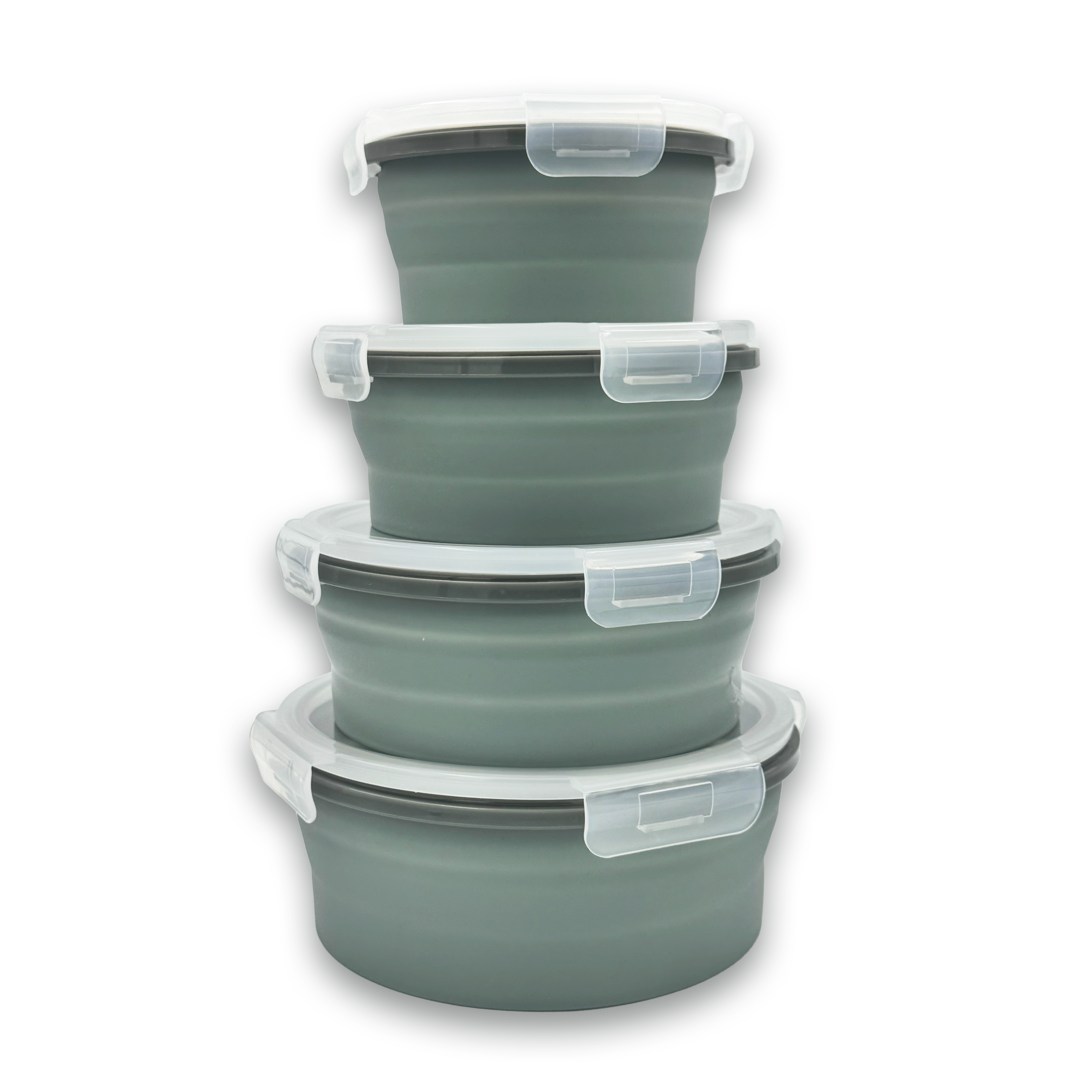 GEM+ | 4-Piece Collapsible Round Food Container Set – Space-Saving  BPA FREE - Olive