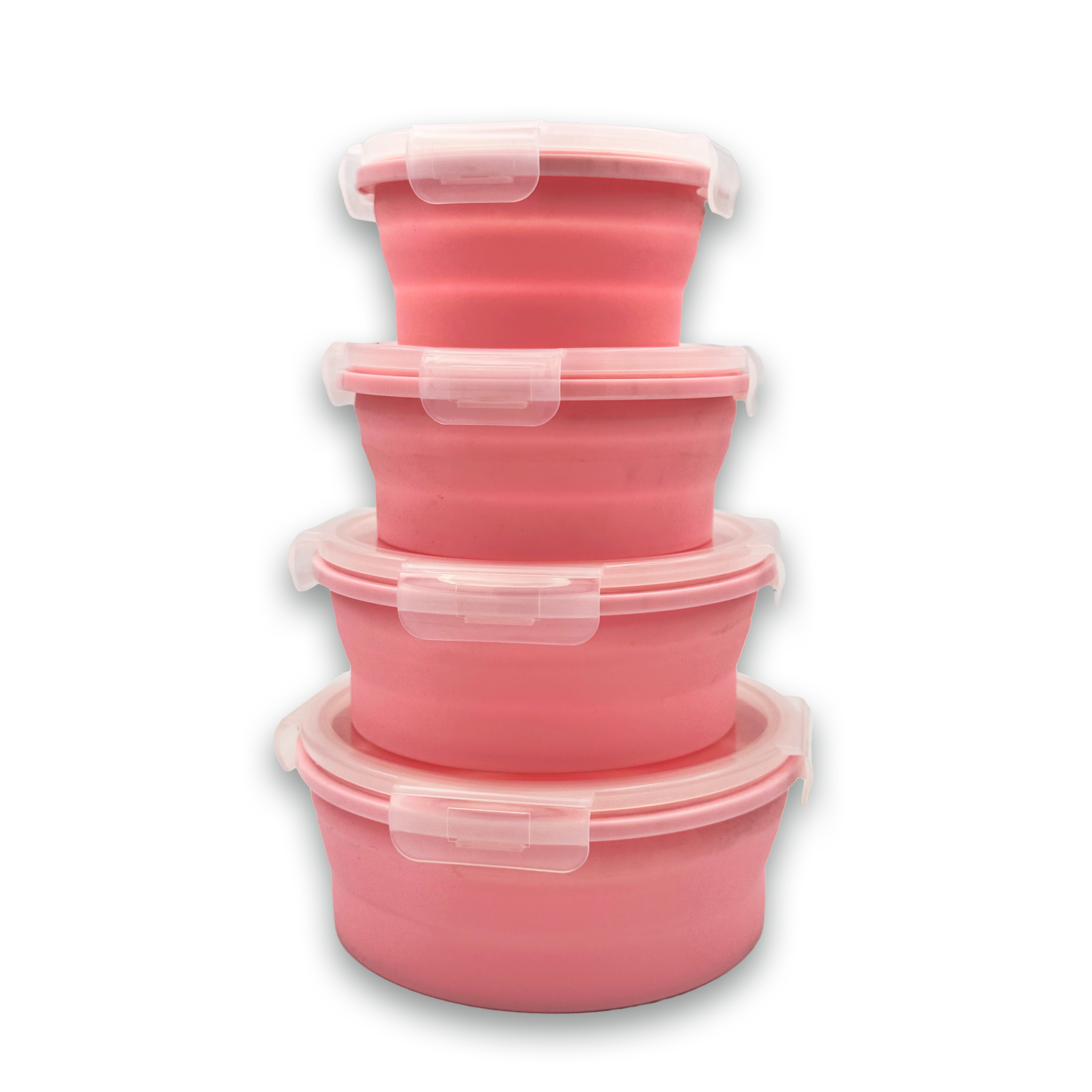 GEM+ | 4-Piece Collapsible Round Food Container Set – Space-Saving  BPA FREE - Pink
