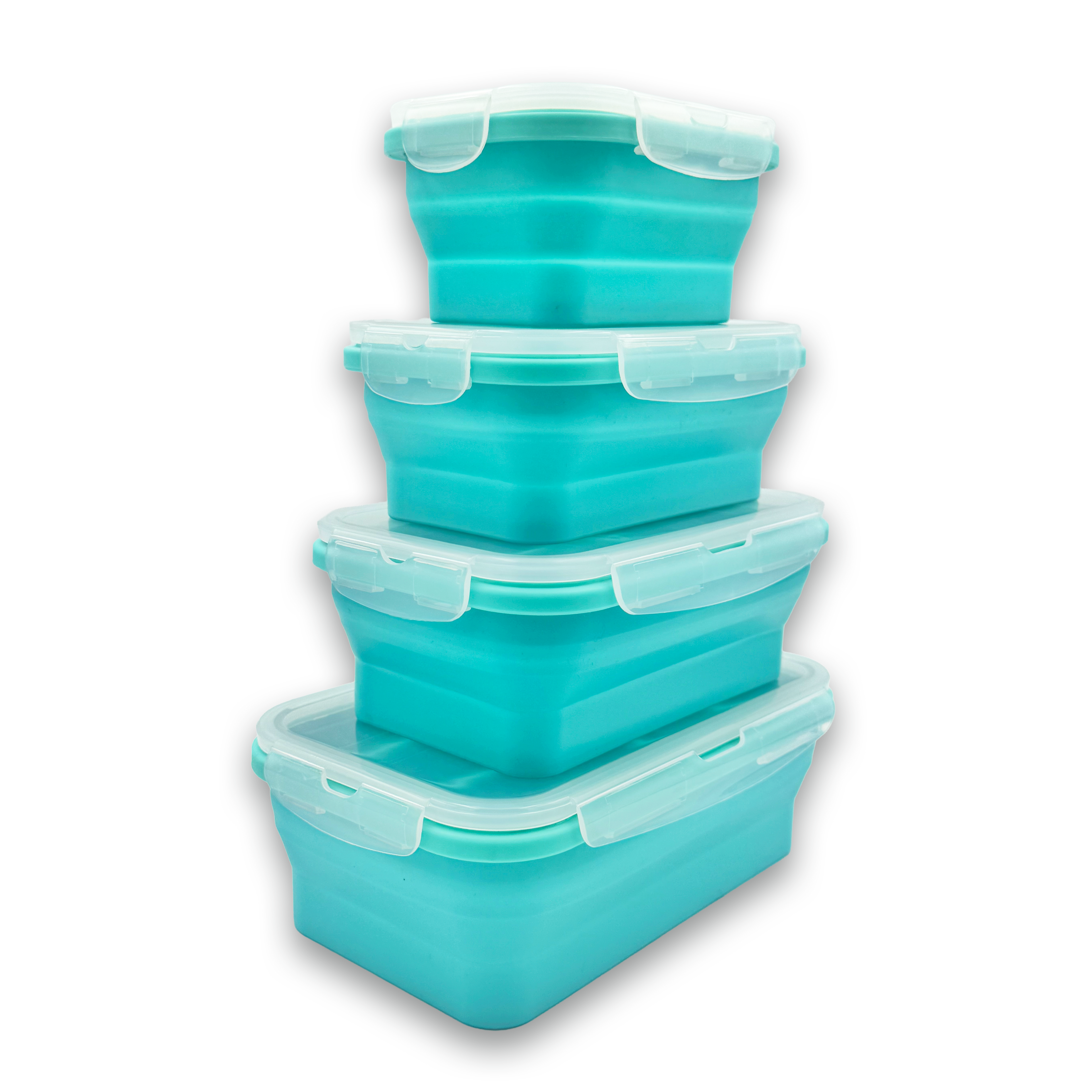 GEM+ | 4-Piece Collapsible Food Container Set – Space-Saving Leakproof BPA FREE - BLUE