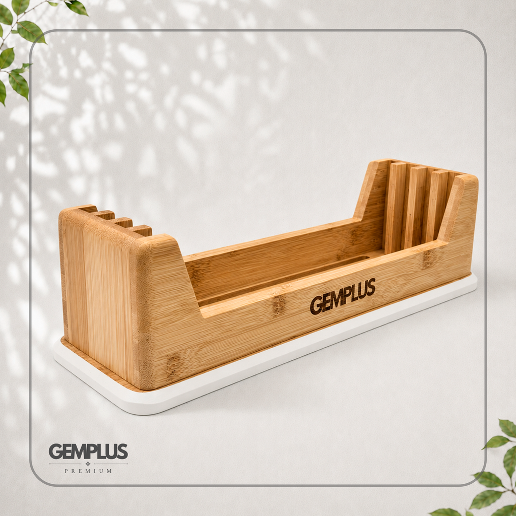 GEM+ | 4 PCS Premium Natural Bamboo Color Coded Chopping Board Set - White