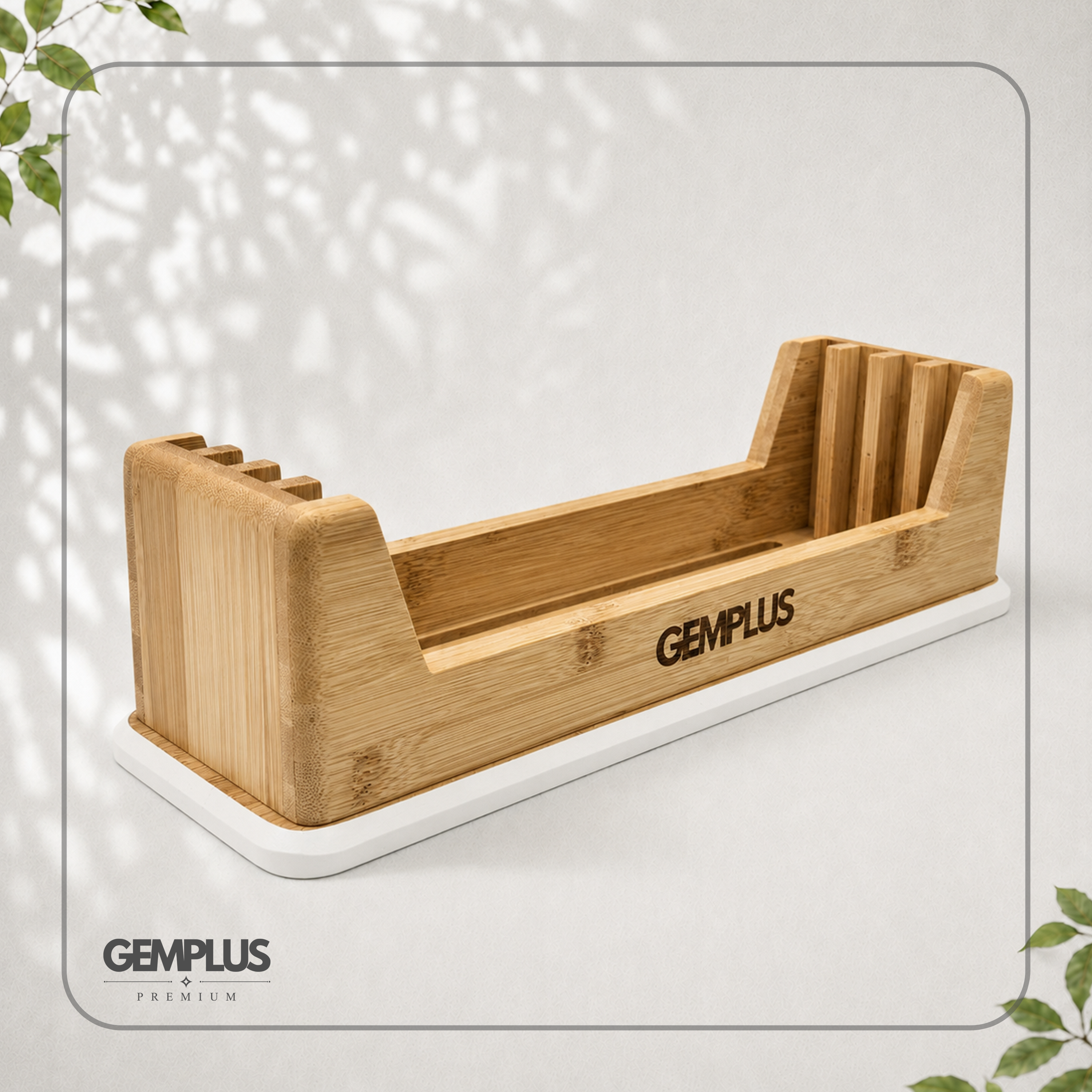 GEM+ | 4 PCS Premium Natural Bamboo Color Coded Chopping Board Set - White