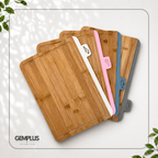 GEM+ | 4 PCS Premium Natural Bamboo Color Coded Chopping Board Set - White