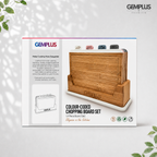 GEM+ | 4 PCS Premium Natural Bamboo Color Coded Chopping Board Set - White
